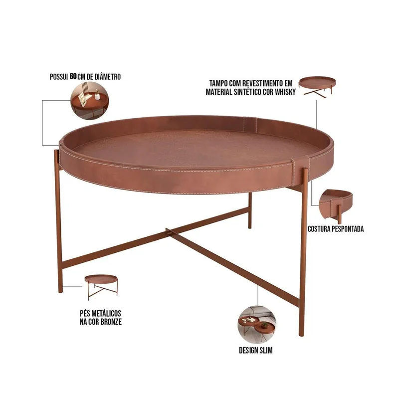 Mesa de Centro Decor 60 cm en Marrón - Mesas de living, Uruguay | Berna Home, vista 4