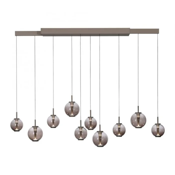 Colgante led extensible motorizado 70w 10 luces cristal ámbar a control remoto, Bronce en Gris - Lámparas colgantes, Uruguay | Iluminica
