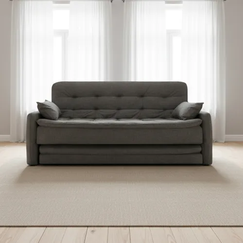 Sillón Cama 3 Cuerpos Tela Gris Madalena Grafito en Gris - Sillones y sofás, Uruguay | Divino
