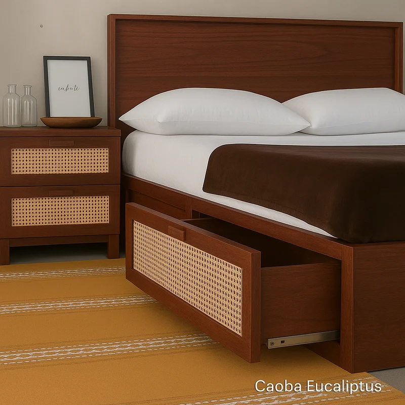 Cama Canagge con Ratán en Marrón - Dormitorio, Uruguay | Tree House Deco, vista 5