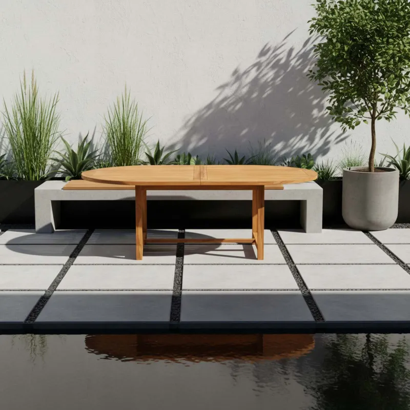 Mesa Ext Madera Natural-beige Yaris 180-240cm en Madera natural - Muebles para el exterior, Uruguay | Divino