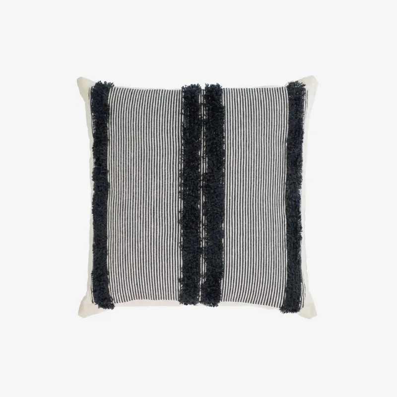 Almohadón Margarte 100% algodón rayas blanco y negro 45 x 45 cm en Negro - Textiles, Uruguay | Kavehome