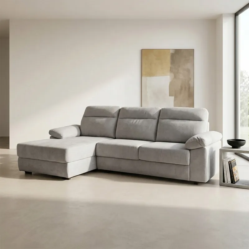 Rinconera Owen - Tela Microfibra - Chaise izquierdo - 12073 (Greige) en Beige - Sillones y sofás, Uruguay | NYR