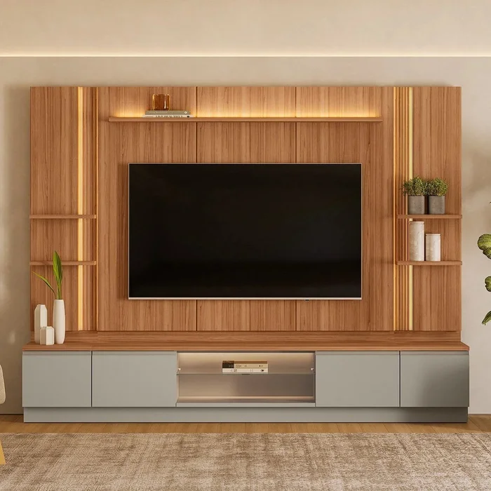 Conjunto Modular - Magnum 290CM - 2 Laterales con Led en Madera natural - Muebles para TV, Uruguay | Balton, vista 4