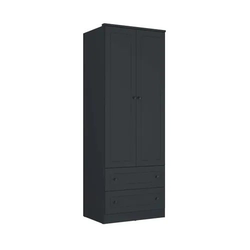 Ropero Americano PLUS 2 puertas + 2 Cajones - 100%MDF - Grafito en Gris - Roperos y placares, Uruguay | Rústico Hogar
