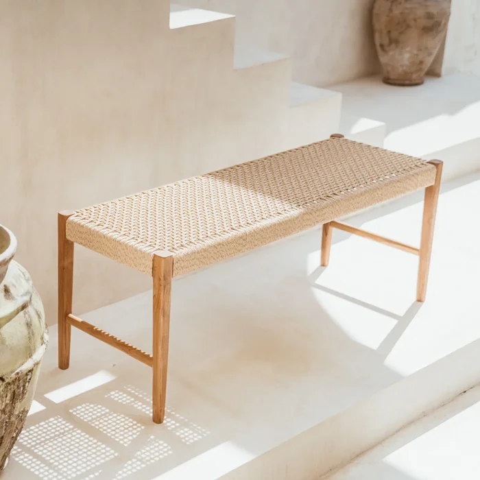 Banco de Teca y Telar Marín | Casakos Uruguay en Madera natural - Butacas, banquetas y puffs, Uruguay | Casakos, vista 6