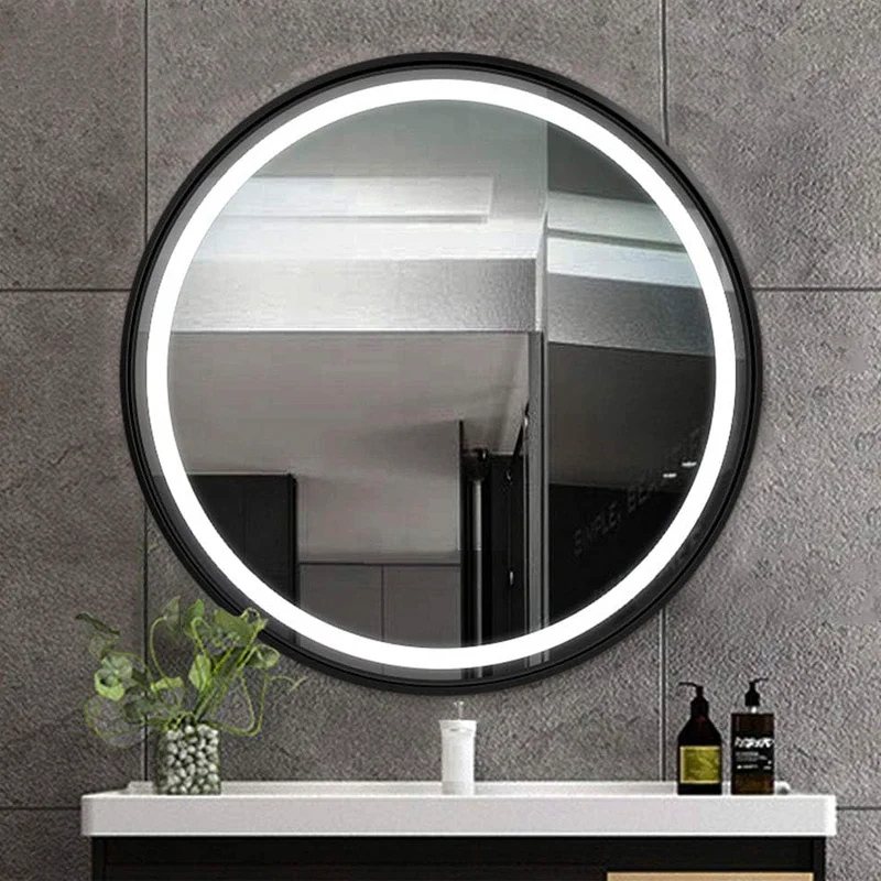 Espejo con luz led marco Aluminio 60cm en Madera natural - Espejos, Uruguay | Alta Gracia Deco, vista 5