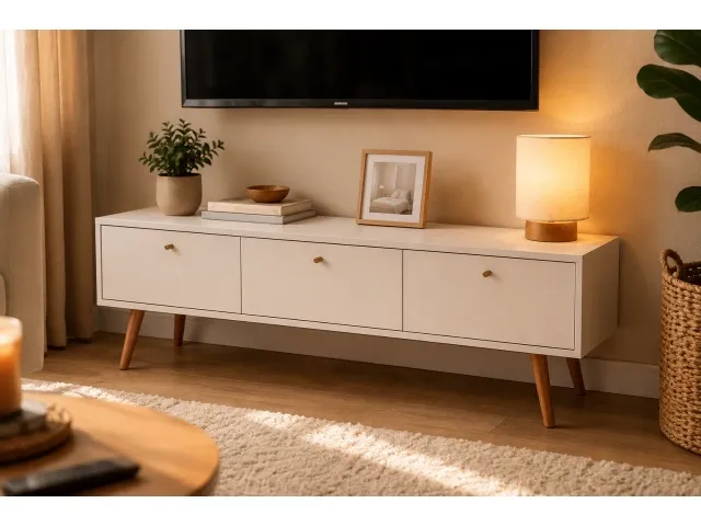 Rack 3 puertas basculante Blanco en Blanco - Muebles para TV, Uruguay | Que Sal Muebleria