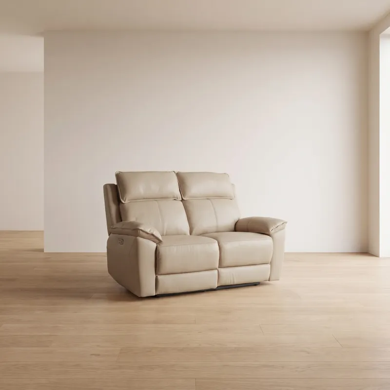 Recliner Eléctrico 2 Cuerpos Cuero-y-simil-cuero Marron Joshua Taupe en Beige - Sillones y sofás, Uruguay | Divino