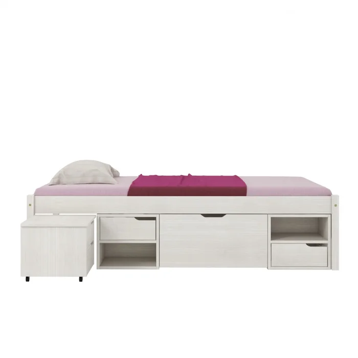 Cama 1 plaza Con Cajones - Linea Charme - Blanco en Blanco - Dormitorio, Uruguay | Rústico Hogar, vista 3