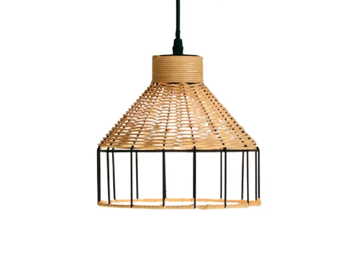 Iluminacion Colgante en Rattan y Hierro en Madera natural - Lámparas colgantes, Uruguay | Finkel