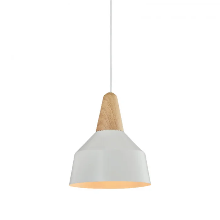 Campana de Aluminio y madera estilo nórdico - Blanco en Blanco - Lámparas colgantes, Uruguay | Iluminica, vista 2