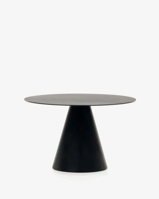 Mesa Wilshire de cristal templado y metal con acabado pintado negro Ø 120 cm en Negro - Mesas de comedor, Uruguay | Kavehome