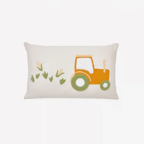 Almohadón Pecky de algodón beige bordado de tractor 30 x 50 cm en Multicolor - Textiles, Uruguay | Kavehome