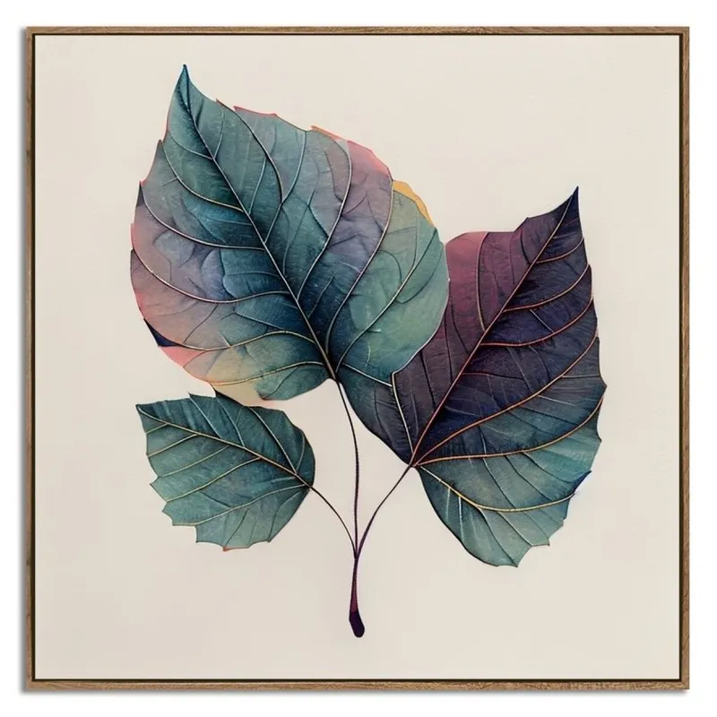 CUADRO CANVAS 40x40cm MARCO HOJA POPLAR COLORES 2 en Multicolor - Decoración de pared, Uruguay | Decohogar