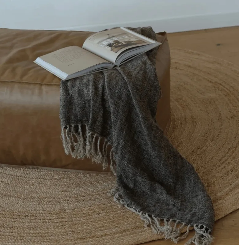 THROW RUSTICO LINO en Verde - Textiles, Uruguay | Masinfinito Casa