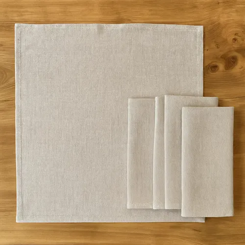 Servilletas de Lino BEIGE x4 en Beige - Alfombras, Uruguay | Casa Ernesta