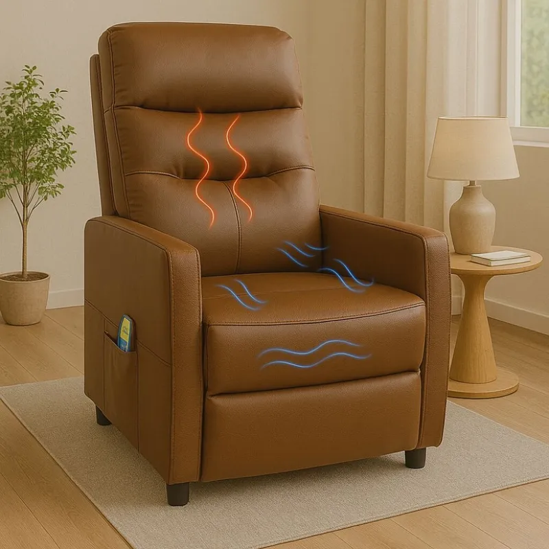 Sillon reclinable 1 cuerpo con masajeador y calefaccion - Marrón en Marrón - Sillones y sofás, Uruguay | La Cueva Muebles