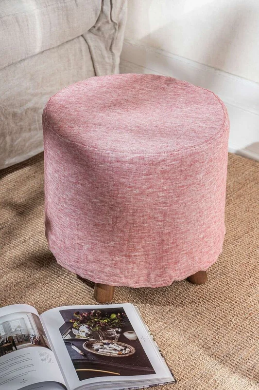 PUFF POLLY - FUNDA LINO DENIM CHERRY - Butacas, banquetas y puffs, Uruguay | La Iberica, vista 4