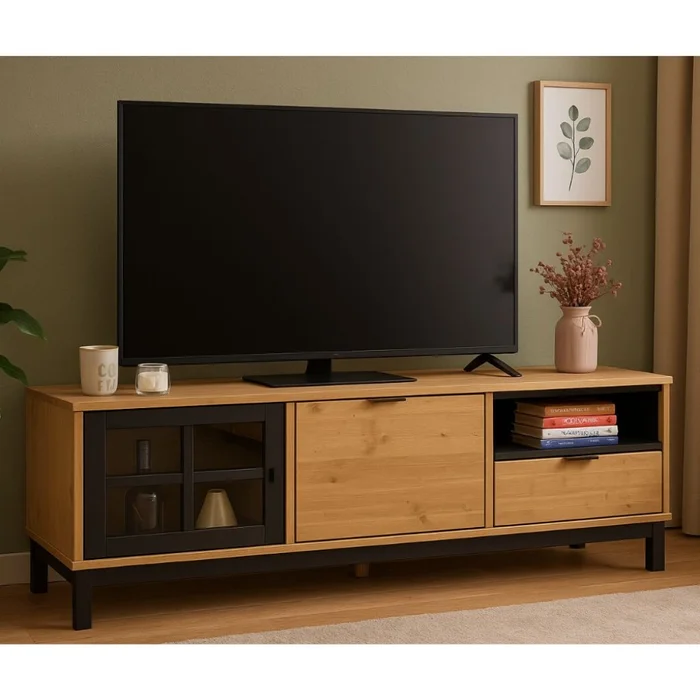 Rack de tv Linea Denise en Negro - Muebles para TV, Uruguay | La Cueva Muebles
