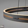 Colgante led anillo motorizado 44w 70cm a control remoto con varias funciones, Negro y madera en Negro - Lámparas colgantes, Uruguay | Iluminica, vista 3 de 5