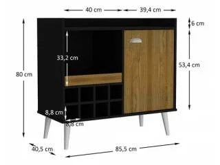 Rack Bodega 8 botellas 1P Nogal/Negro en Nogal Negro - Muebles para TV, Uruguay | Quesal, vista 3