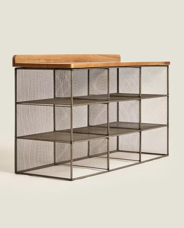 BANCO ZAPATERO DE METAL Y MADERA en Madera natural - Aparadores y recibidores, Uruguay | Zara Home, vista 3