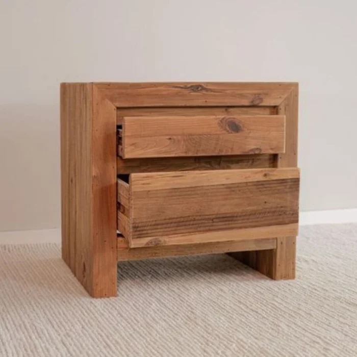 Mesa de Luz Rústica en Madera natural - Mesas de luz, Uruguay | Fábrica Italiana, vista 3