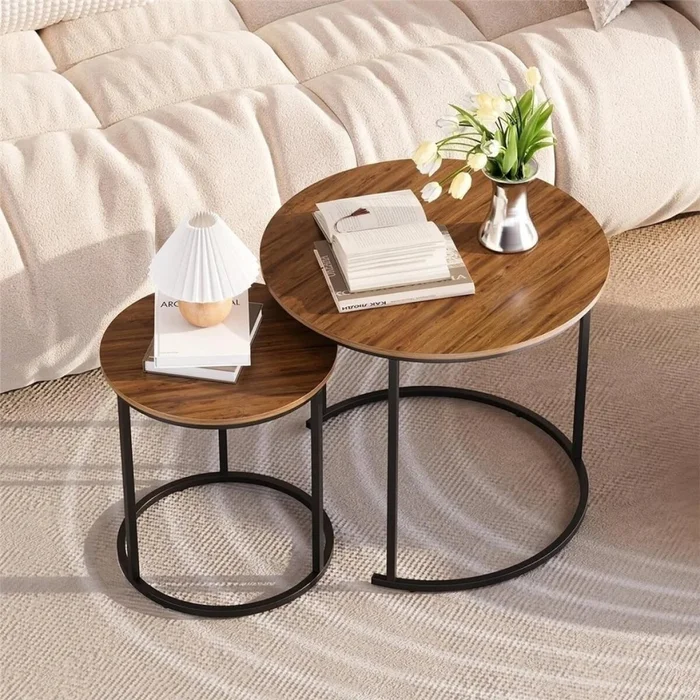 SET 2 MESAS RATONAS D40/D60CM MADERA/METAL - Mesas de comedor, Uruguay | Decohogar, vista 3