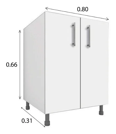 Bajo Mesada Mueble Cocina 2 Puertas Blanco Czb61 en Blanco - Muebles, Uruguay | Soy Hogar, vista 4