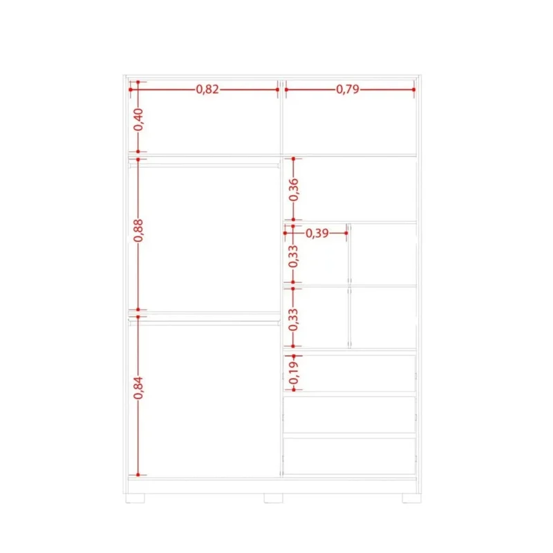 Ropero 2 puertas con Espejo - Linea FIT - Negro en Negro - Roperos y placares, Uruguay | Ecowood, vista 4