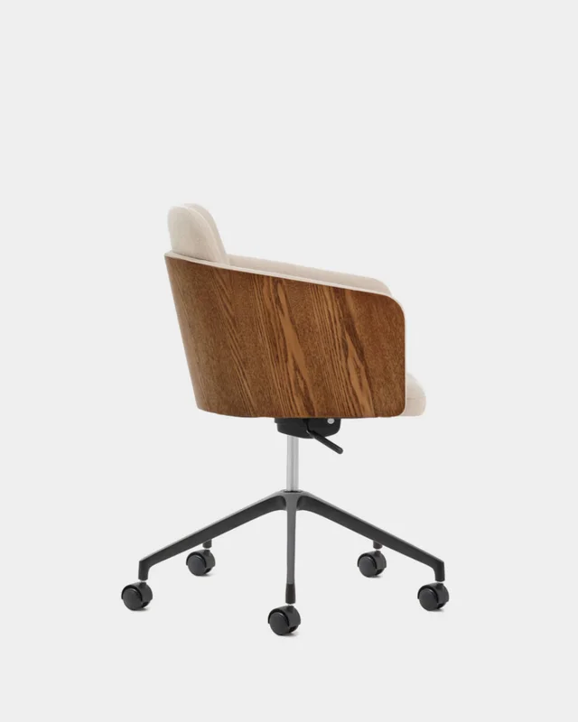 Silla de escritorio Madai de chenilla - marrón y chapa de fresno con acabado nogal FSC Mix Credit en Marrón - Sillas de escritorio, Uruguay | Kavehome, vista 6