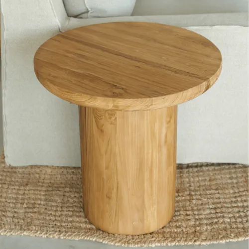 MESA LATERAL OSLO REDONDA en Madera natural - Mesas de arrimo, Uruguay | Masinfinito Casa