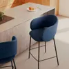 Taburete Maina - de chenilla azul y patas de acero con acabado azul FSC Mix Credit 65 cm en Azul - Butacas, banquetas y puffs, Uruguay | Kavehome, vista 2 de 10
