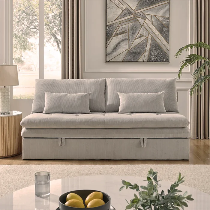 Sofá Cama Con Baúl - 3 cuerpos - Natur en Celeste - Sillones y sofás, Uruguay | Delta Center, vista 3