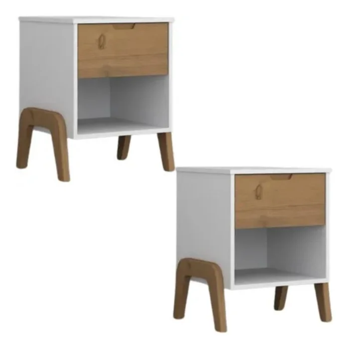 Promo 2 Mesa de luz 1 cajon Linea Veneza - Blanco/Miel en Multicolor - Mesas de luz, Uruguay | La Cueva Muebles