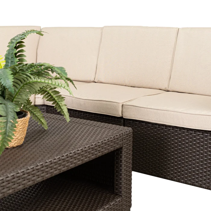 Set De Living Esquinero Exterior Polipropileno Marron Phuket en Marrón - Muebles para el exterior, Uruguay | Divino, vista 3