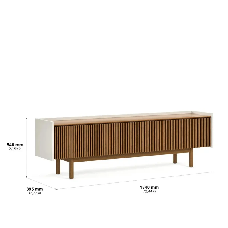 Rack de TV Dune Ripiado 1.8 - Línea Nevada - Blanco/Natural - Muebles para TV, Uruguay | Ecowood, vista 5