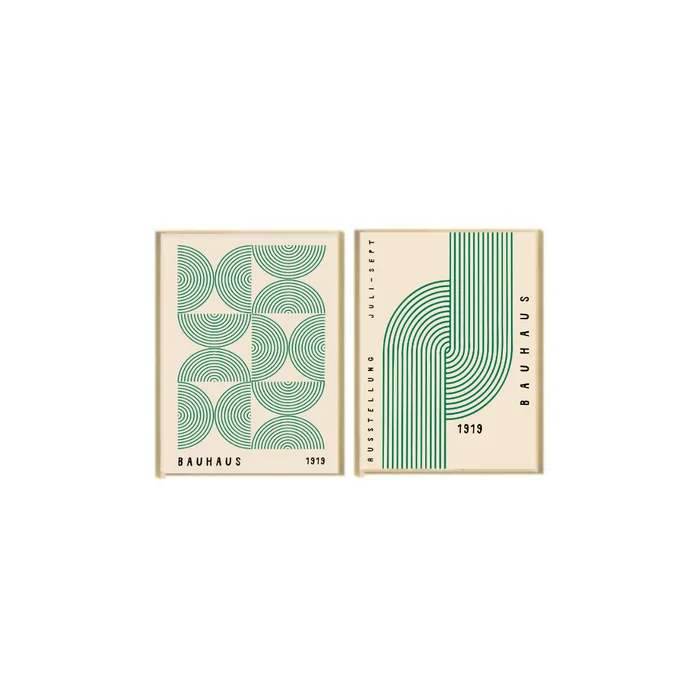 Kit 2 Cuadros - Bauhaus Verde - 30 x 40 en Verde – Material Marco: Pino – Moldura Caja - Decoración de pared, Uruguay | Berna home
