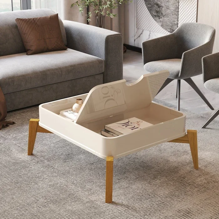 Mesa De Centro Living Con Gabeta Patas 100% Mfp en Beige - Mesas de living, Uruguay | Soy Hogar, vista 3