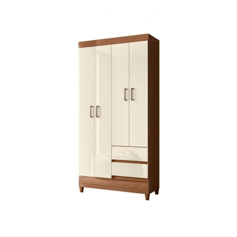 Ropero 4 puertas 2 cajones - Terminación Jequitibá Claro en Beige - Roperos y placares, Uruguay | Rústico Hogar