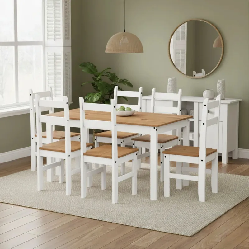 Juego De Comedor 6 Sillas - Madera - Blanco Línea Monterrey en Multicolor - Sillas, Uruguay | Ecowood