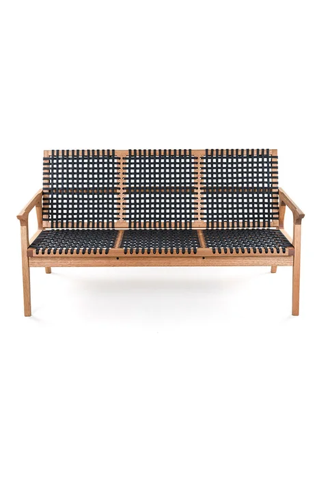 SOFA TRACO 3 LUGARES CUERDA NEGRA 155x72x84CM JATOBA - Muebles para el exterior, Uruguay | Vinibel, vista 2