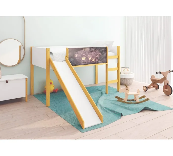 Cama con pizarrón 1 Plaza - Juvenil en Multicolor - Dormitorio, Uruguay | Rústico Hogar, vista 2