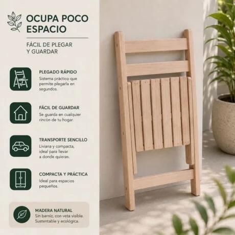 Silla Plegable Madera Eucaliptus en Madera natural - Sillas, Uruguay | La Cueva Muebles, vista 14