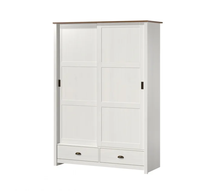 Ropero 2 puertas corredizas 2 cajones - Madera maciza - Blanco en Blanco - Roperos y placares, Uruguay | Rústico Hogar, vista 2