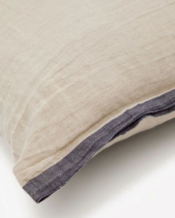 Almohadón Suerta 100% lino beige - y azul 45 x 45 cm en Amarillo - Textiles, Uruguay | Kavehome, vista 4