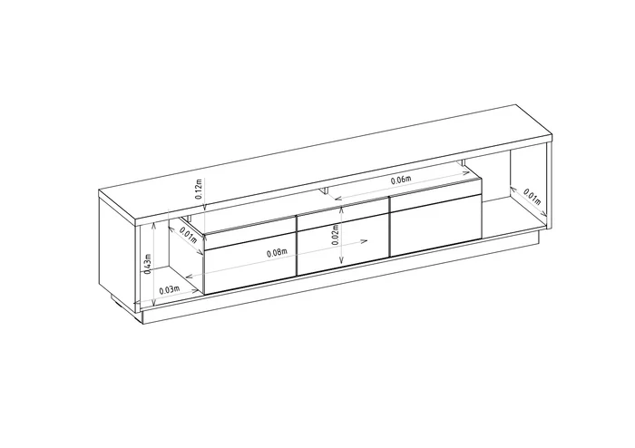 Rack tv Sala Cronos 220cm con tira Led MDF/MDP en Madera natural - Muebles para TV, Uruguay | Balton, vista 3