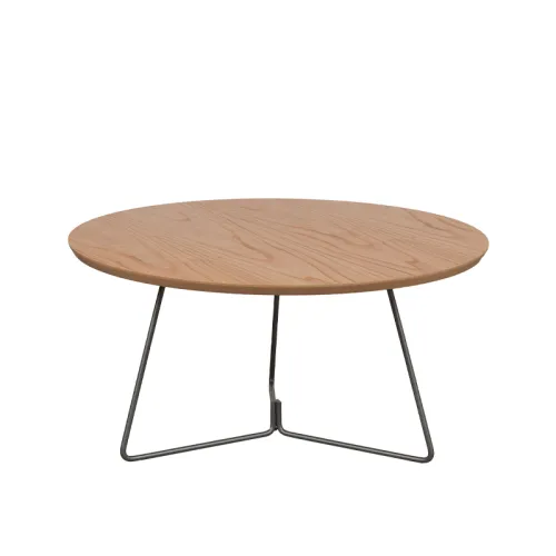 MESA CENTRO REDONDA - MADERA CINAMOMO - PATAS GRAFITO en Madera natural - Mesas de living, Uruguay | Champagne Home
