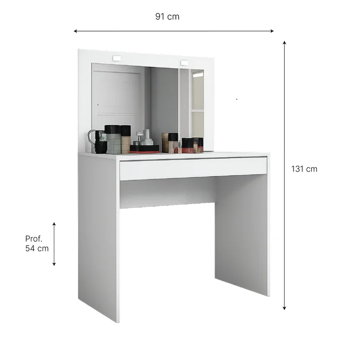 Tocador Con Espejo Luz Para Maquillaje Cajonera Atraente en Blanco - Cómodas, Uruguay | Soy Hogar, vista 4